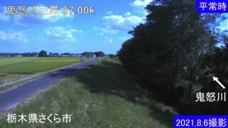 鬼怒川・左岸87.00k ライブカメラと雨雲レーダー/栃木県高根沢町