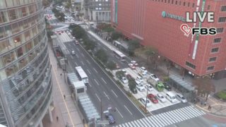 県道602号（渡辺通り） ライブカメラ（FBS）と雨雲レーダー/福岡県福岡市中央区