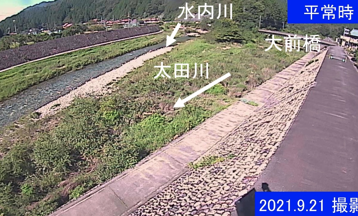 太田川・左岸47.6km ライブカメラと雨雲レーダー/広島県広島市佐伯区