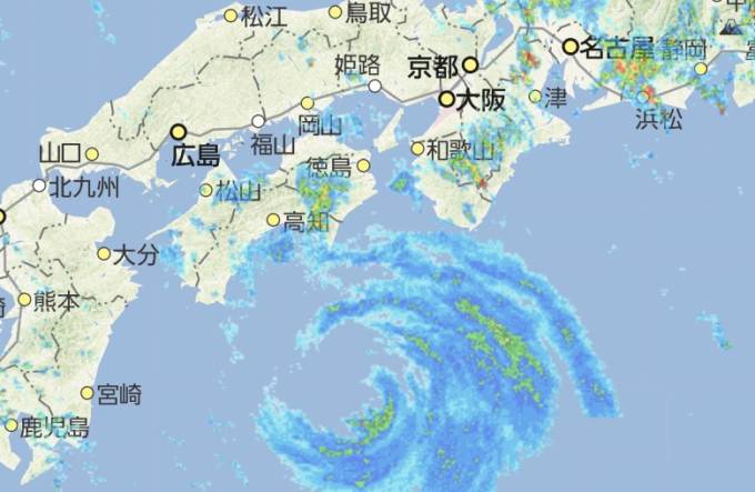強い台風20号が今夜 四国や近畿に接近