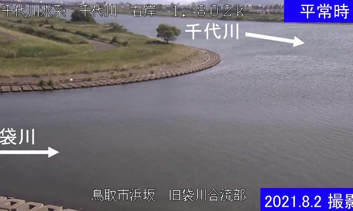 千代川・袋川合流部 ライブカメラと雨雲レーダー/鳥取県鳥取市